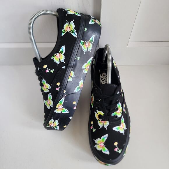 VANS Women's Size 7.5 Platform Black Morphe Blackout Butterfly Eye Glow Dark - Picture 3 of 10